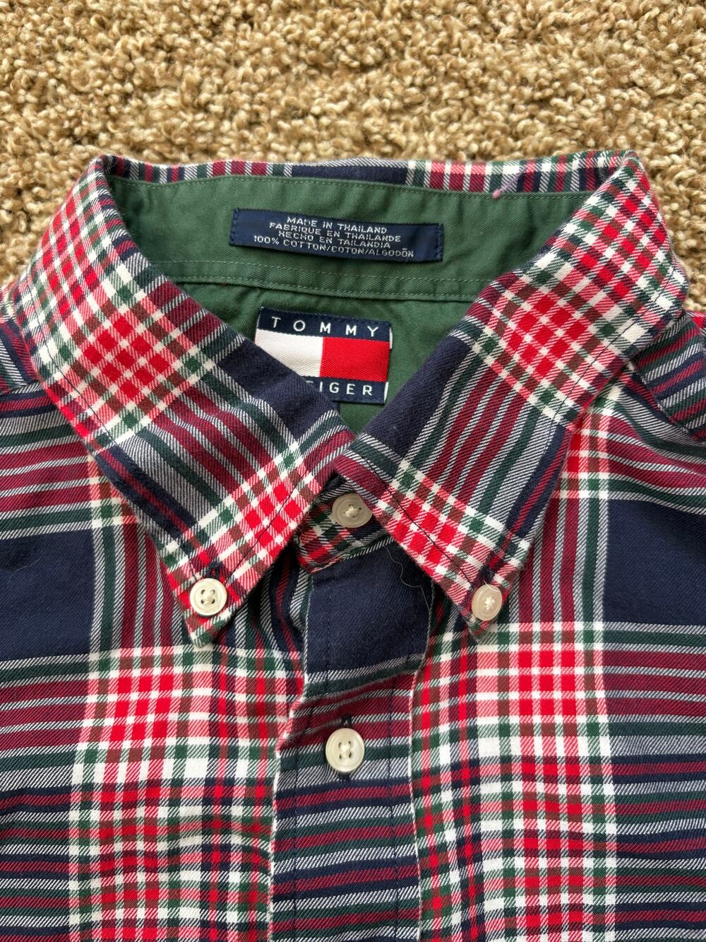 Vintage Y2K Tommy Hilfiger Long Sleeve Plaid Shirt Mens Size Large